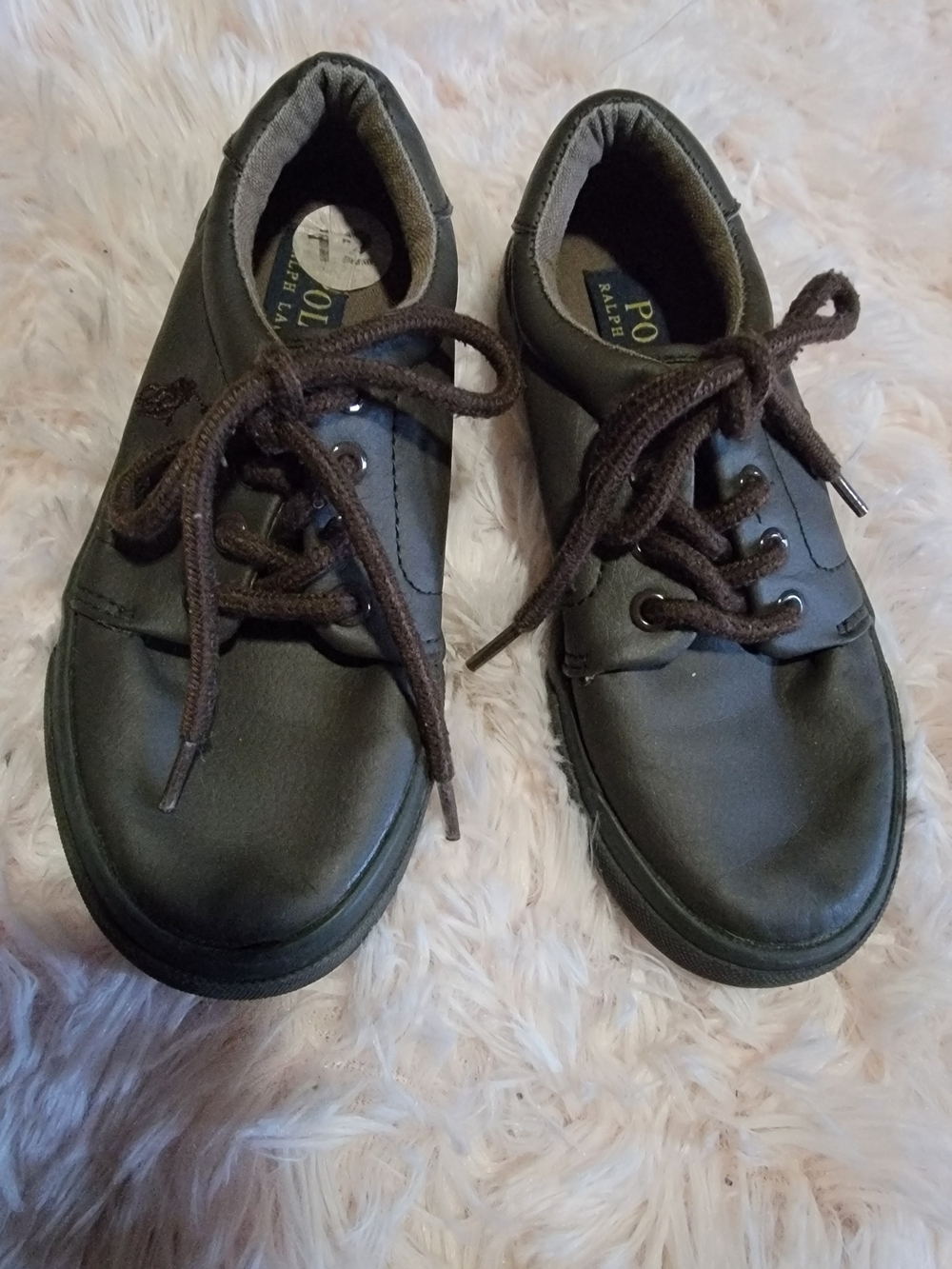 Polo Ralph Lauren Olive Leather Lace-Up Sneakers